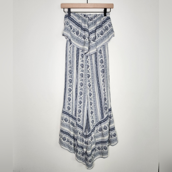 American Eagle Boho Strapless Patterned Wide Leg Cropped Jumpsuit Small Festival - Picture 1 of 11